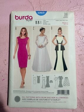 BN UNCUT BURDA 6869 WEDDING DRESS SEWING PATTERN